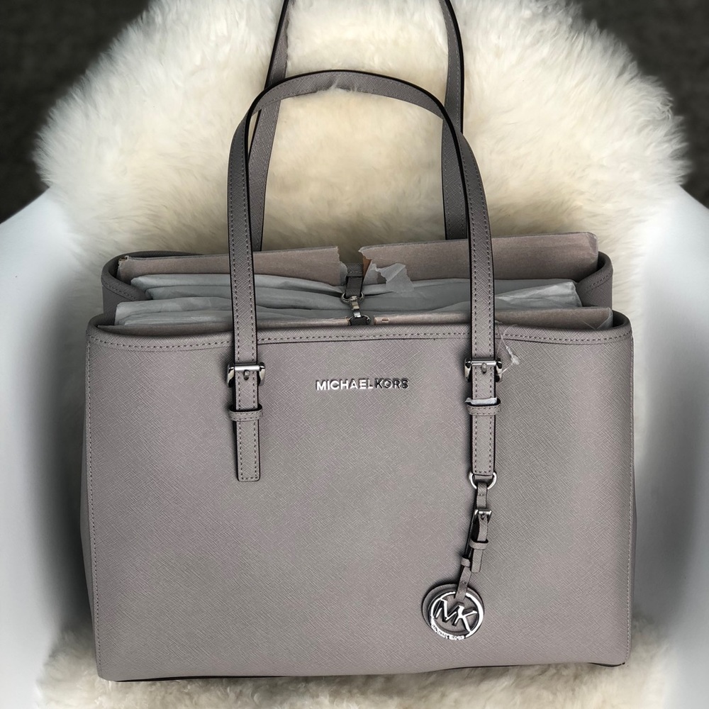 MK Michael Kors Pearl Grey Jet Set Travel Tote